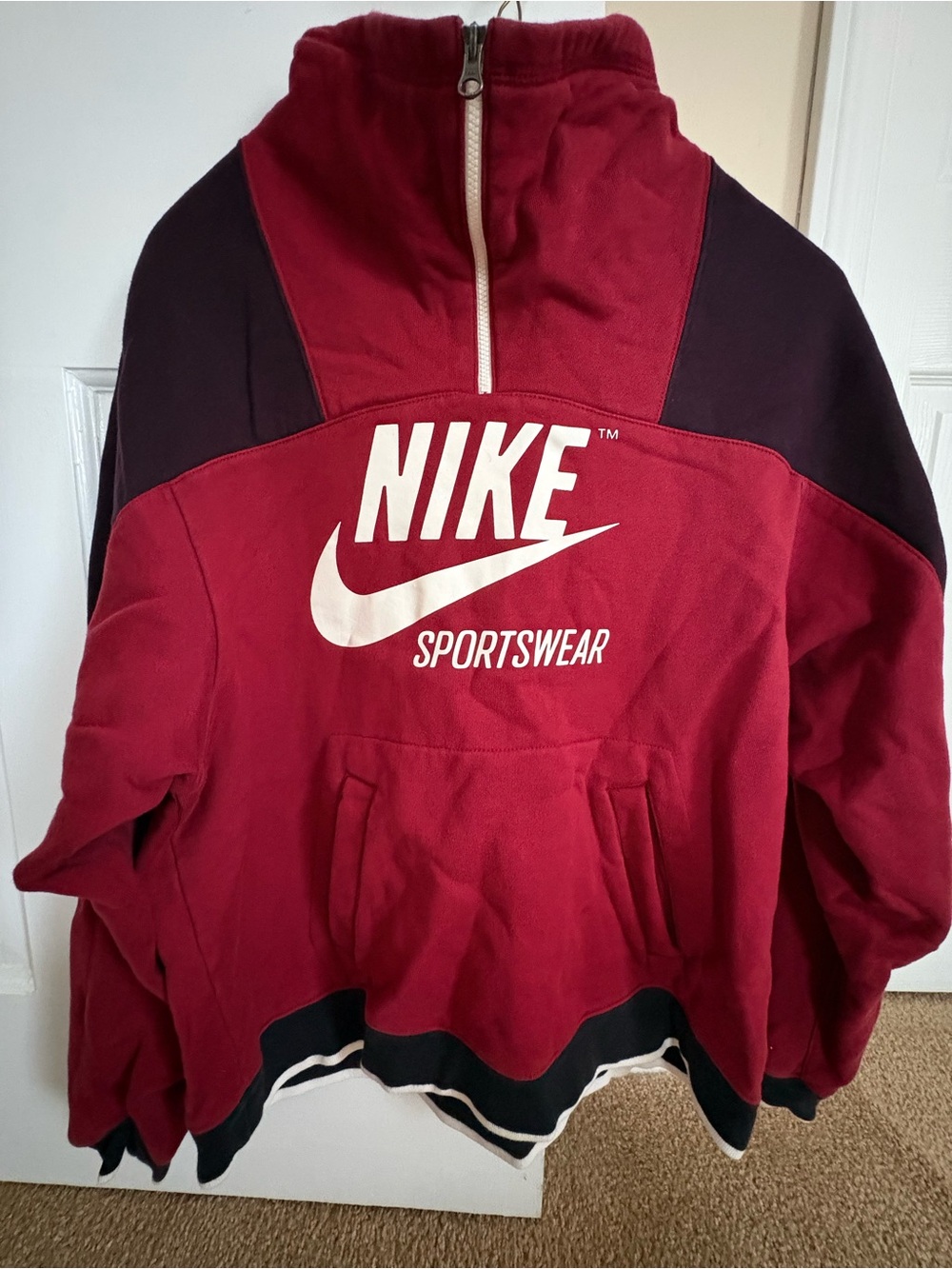 Nike Sportswear Burgundy color block Pullover.  Size M